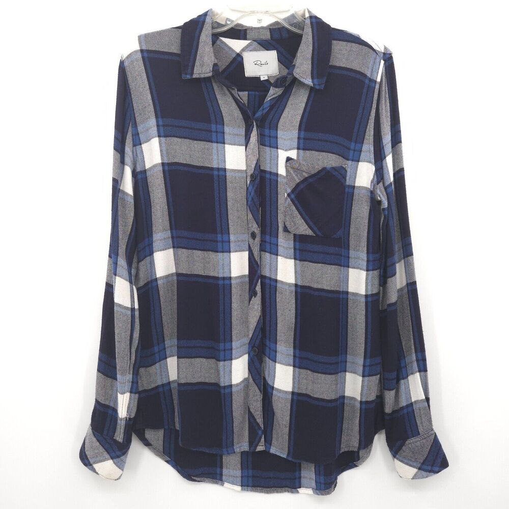 Rails Hunter plaid button down Size S navy/sky blue long sleeve